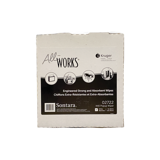 Wiper - All Works K40 Pop-Up Interfold White 9/Box 810/Case (02722)