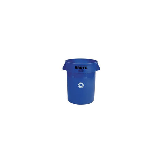 Recycle Container - Brute "We Recycle" 32 Gal Round Blue RU2632-73