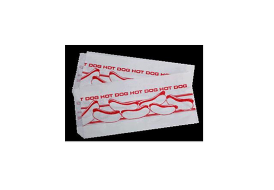 Hot Dog Sleeves - Greaseproof Stock Print 7.5 X 3.5 X 1.5" White 1000/Case (HD7)